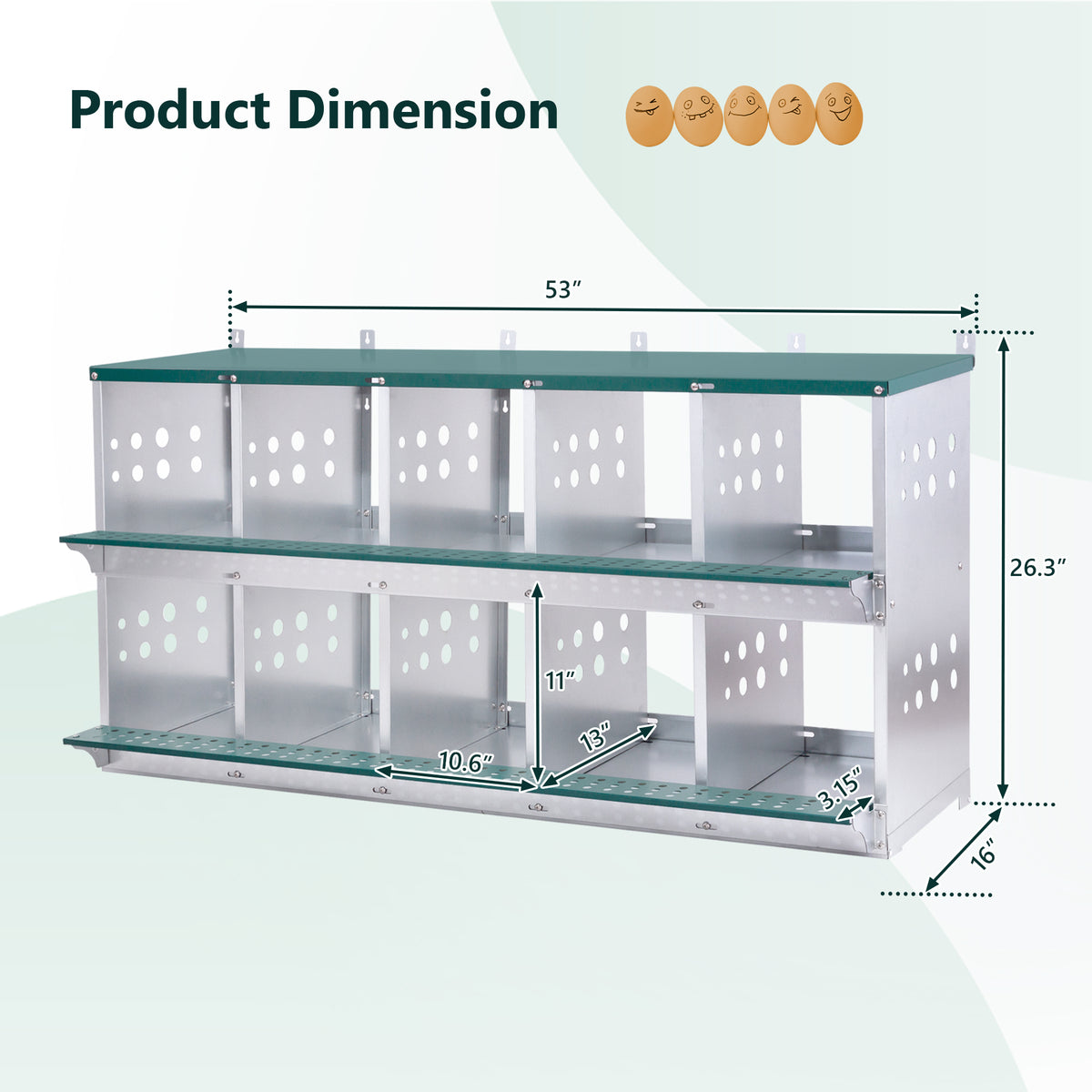 10-Bay Metal Nest Box for Hens and Ducks