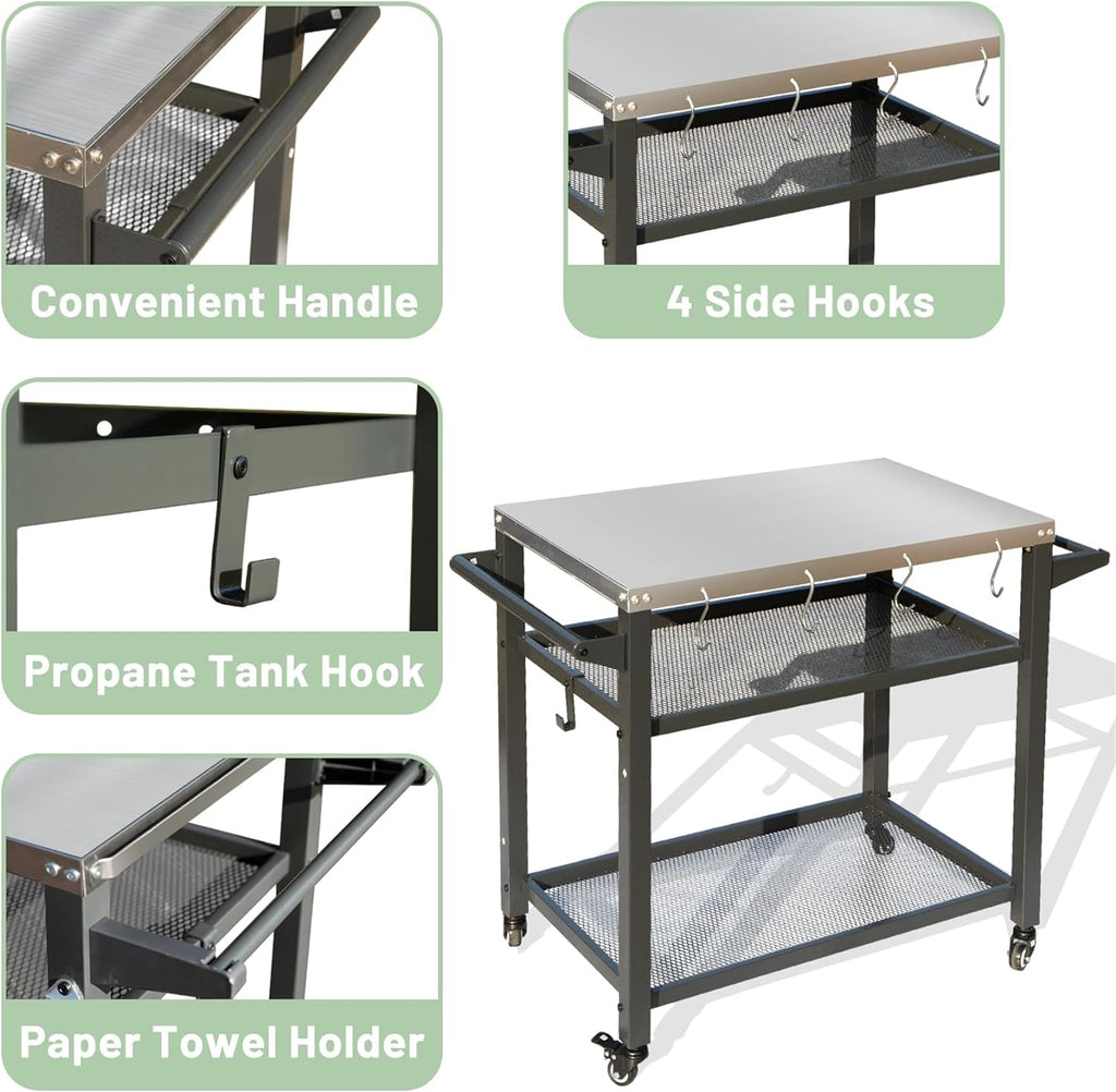 3-Shelf Outdoor Grill Table