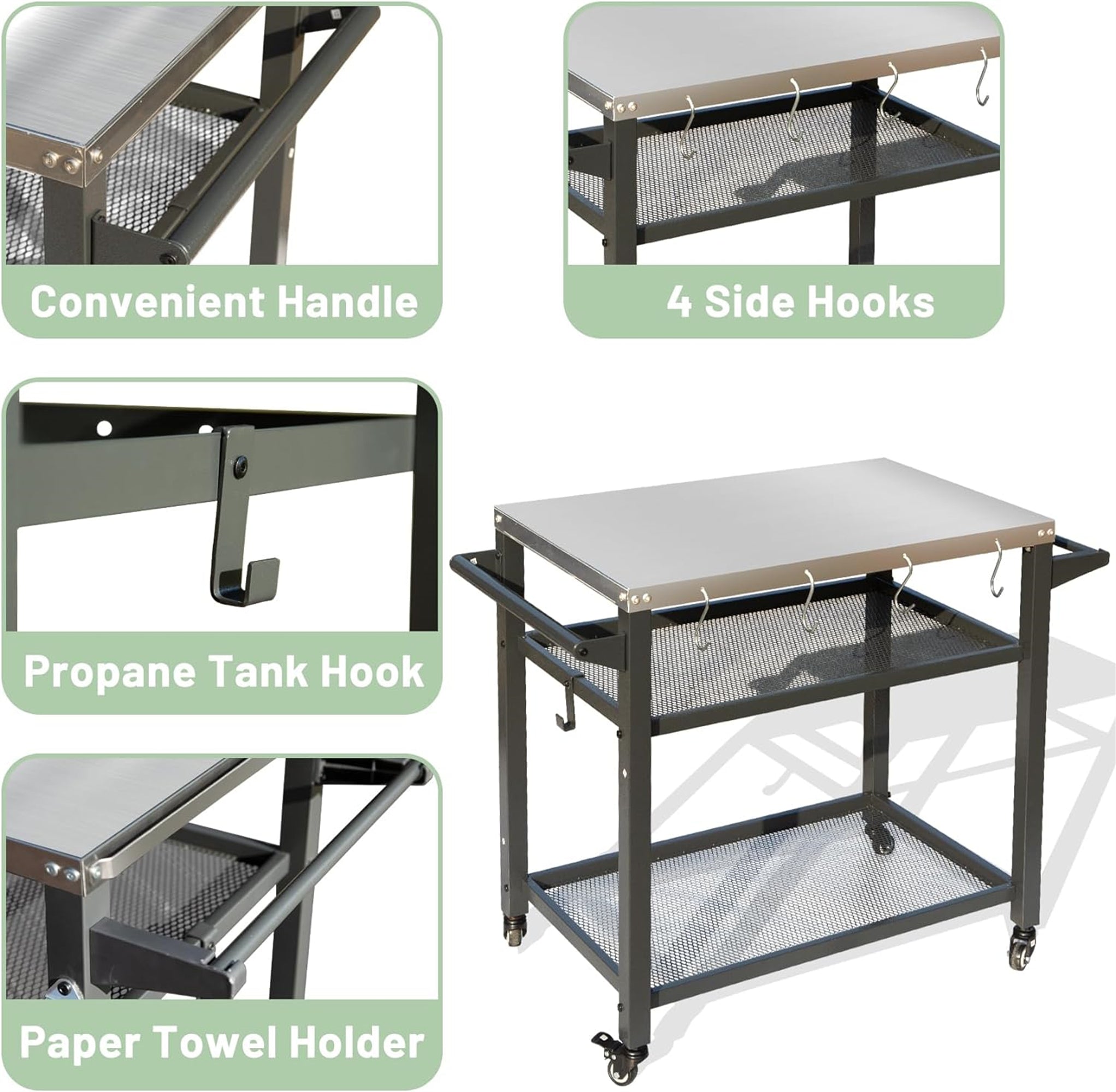 3-Shelf Outdoor Grill Table