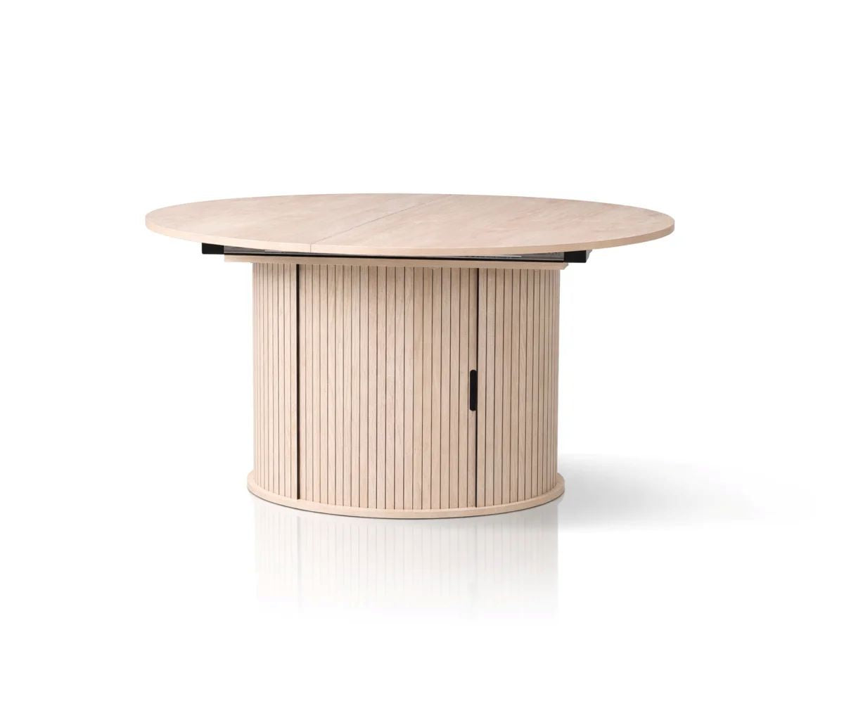 47"-63" Extendable Round Dining Table for 4-8 People, Modern Drop Leaf Dining Table with Hidden Storage Base, Wooden pedestal Kitchen Table for Small Spaces, Dining Room