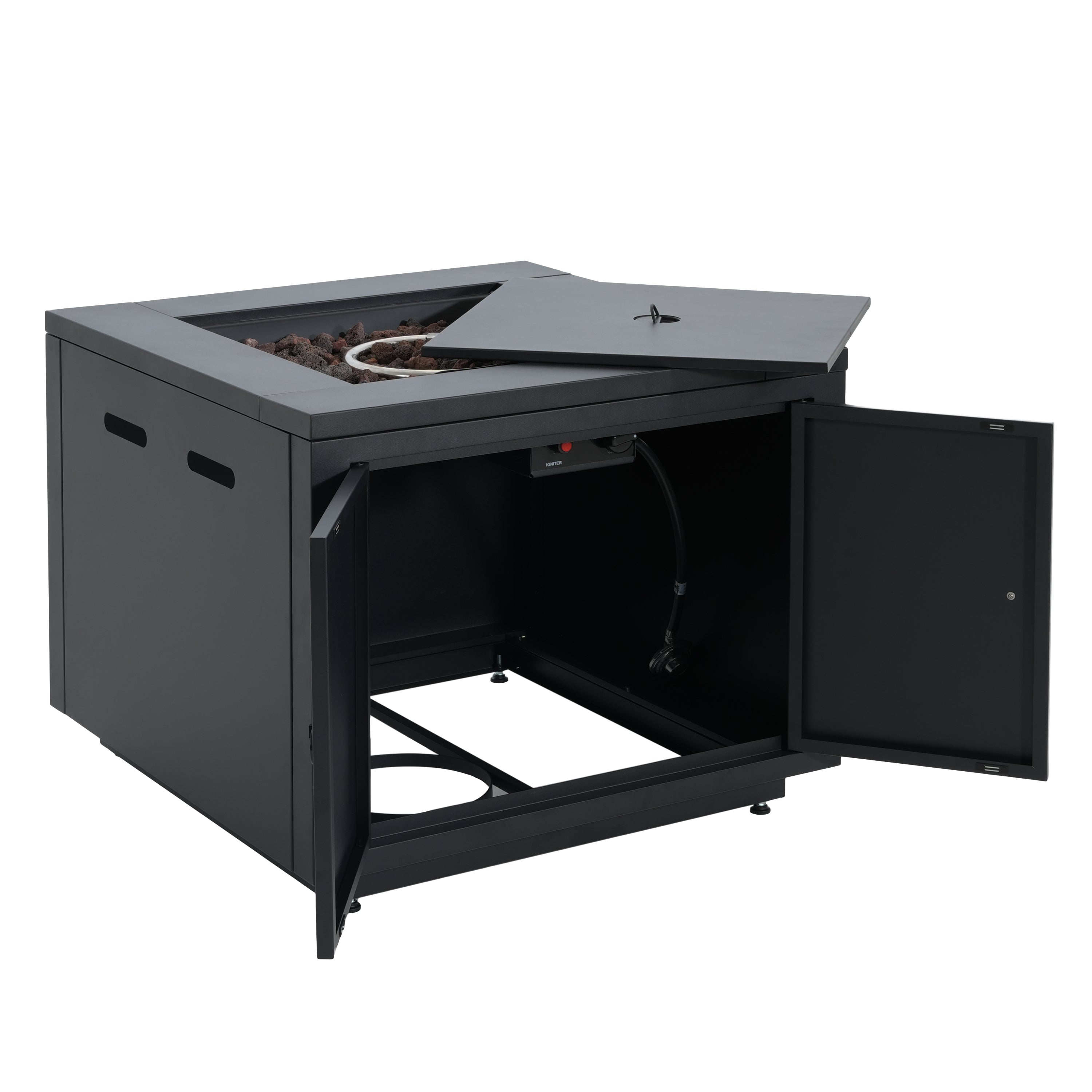 30inch Square  Steel Fire Pit Table, in Black,40000BTU