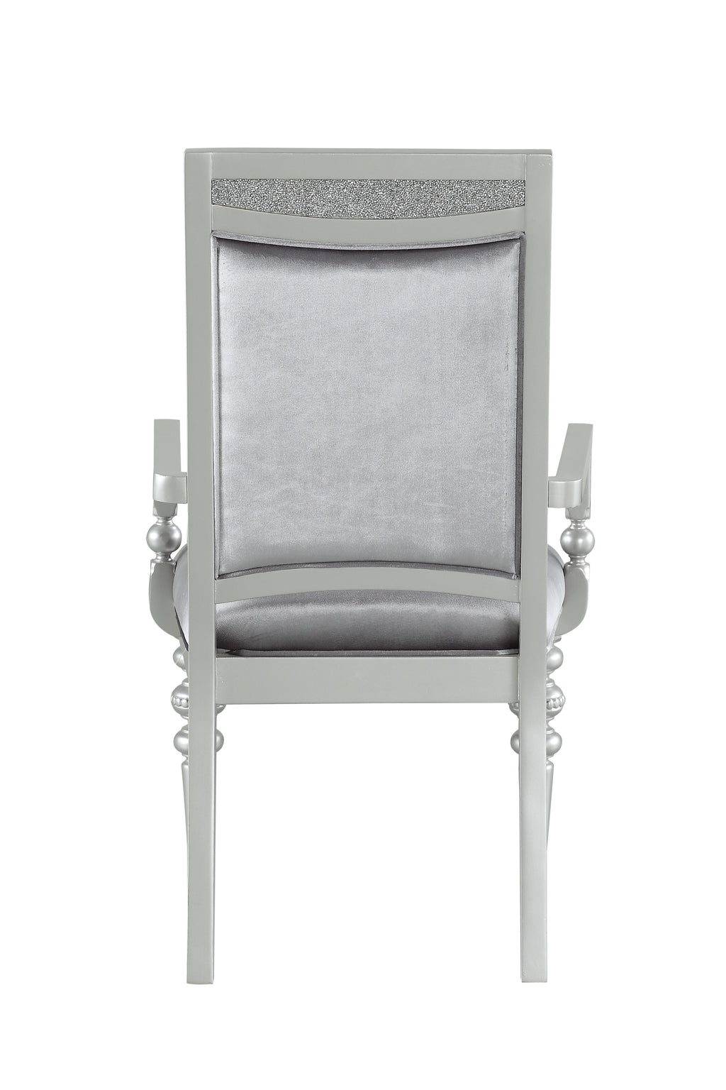 Maverick Fabric & Platinum Finish Arm Chair Set of 2