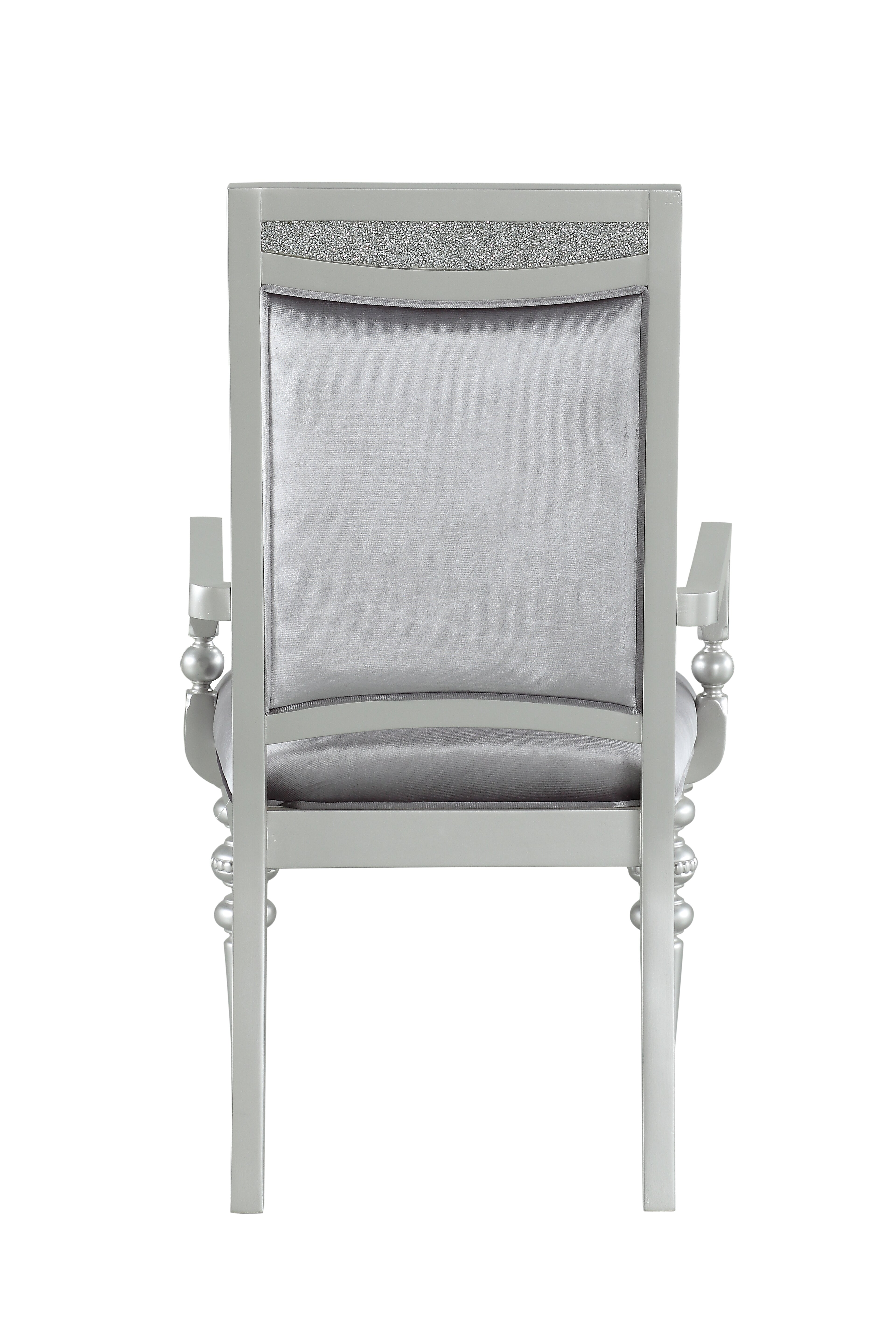 Maverick Fabric & Platinum Finish Arm Chair Set of 2