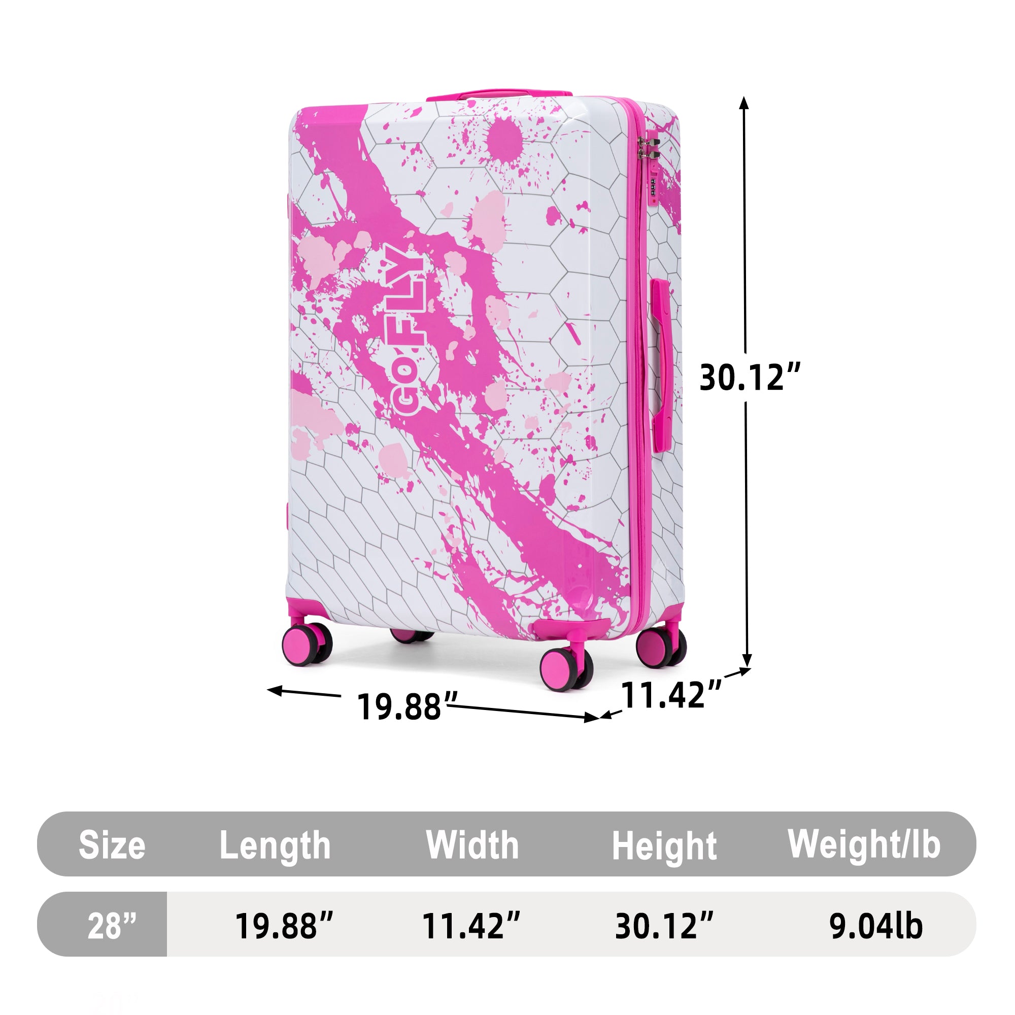 28 Inch PC Spinner Wheel Luggage - Pink