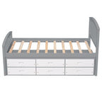 Twin Size Platform Storage Bed with 6 Drawers, Grey