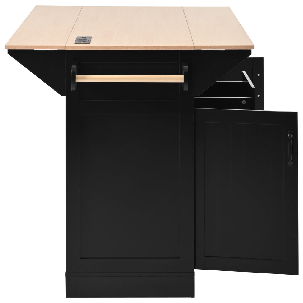K&K 55.7'' Large Kitchen Island with Drop Leaf