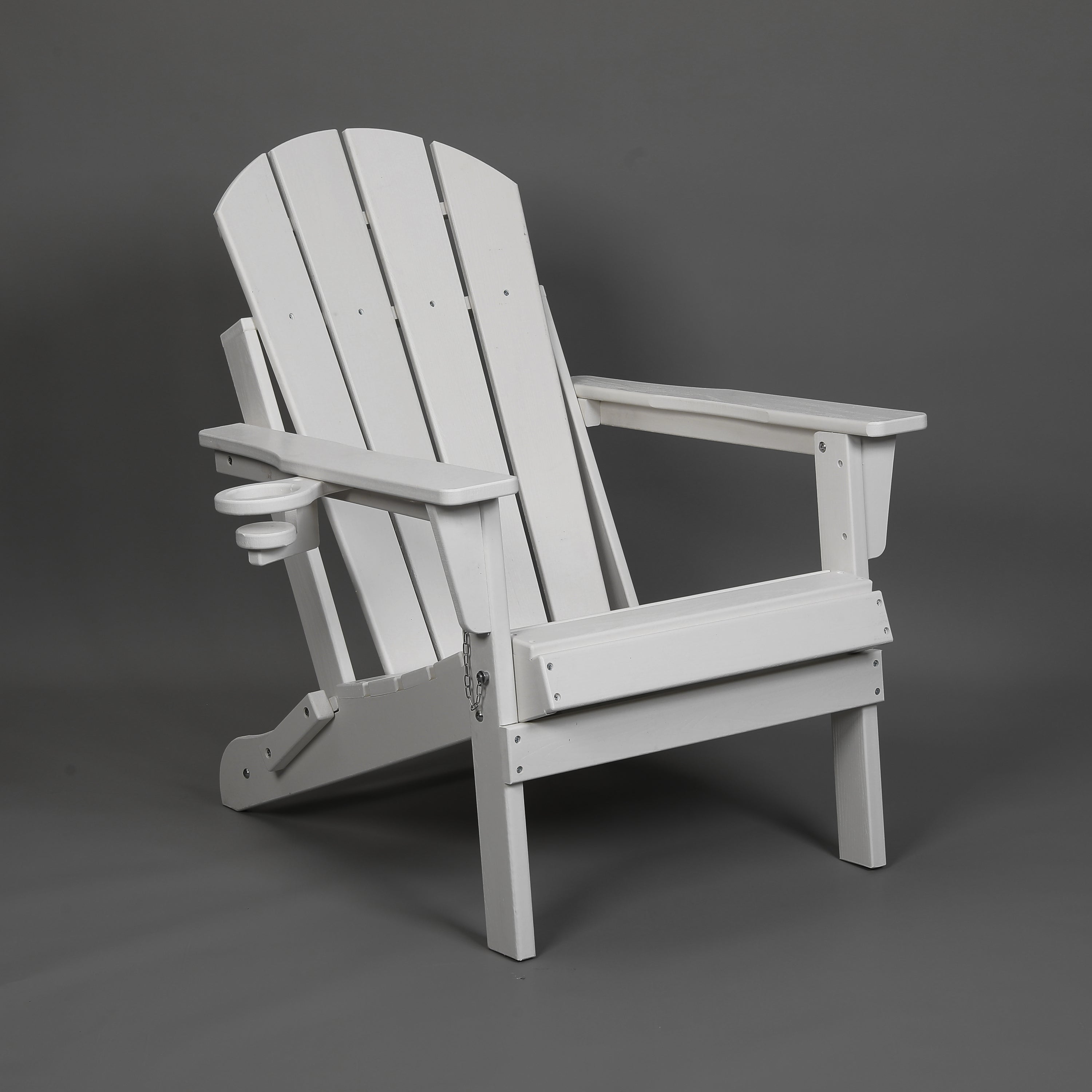 Folding Adirondack Chair with Dual Cup Holder - White