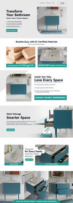 Elena 30" Striped Aquamarine Bathroom Vanity