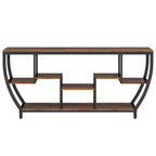 70.9” Industrial Console Sofa Table with 7-Tier Storage Shelves