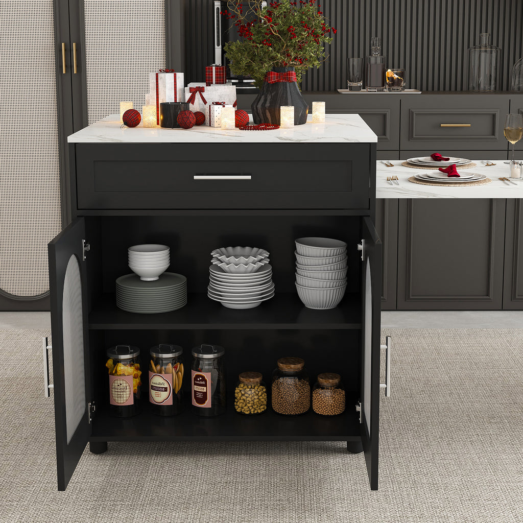 80-Inch Expandable Kitchen Island with Dining Table