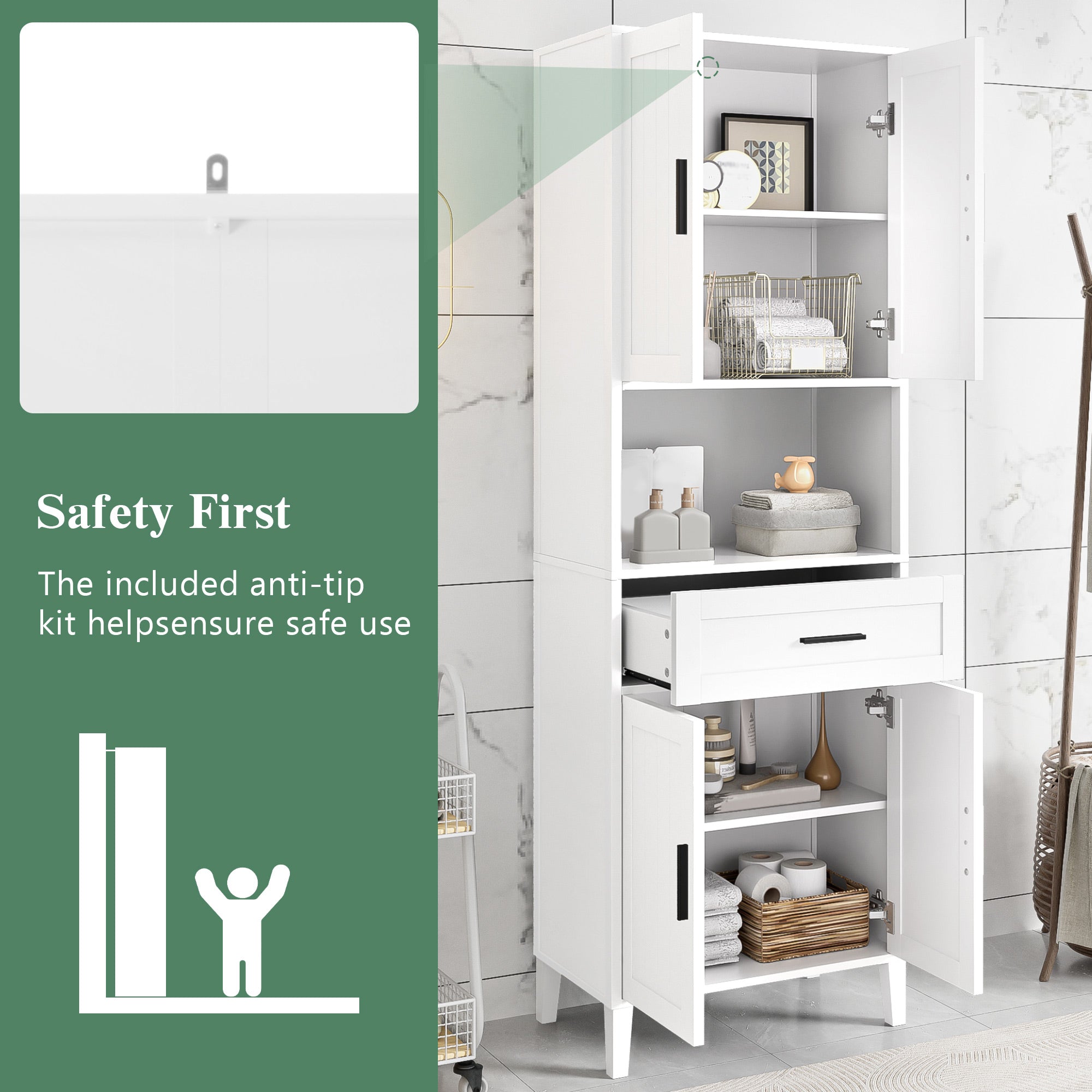 70.9" High Freestanding Tall Bathroom Cabinet