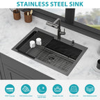 30" Drop-In Gunmetal Kitchen Sink