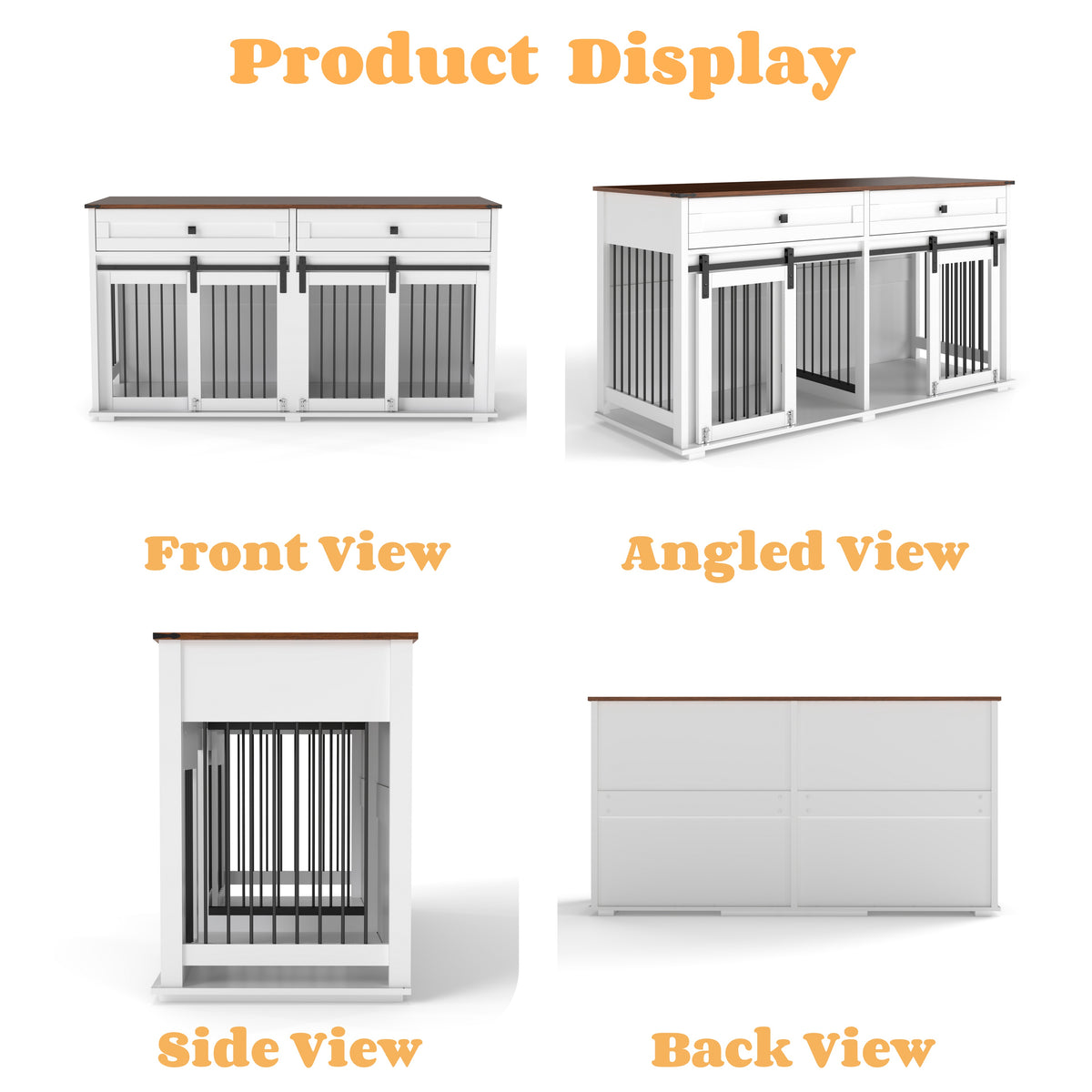 63" Large Dog Crate Furniture for Double Dogs
