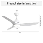 52 Inch Modern Ceiling Fan with 22W LED Light