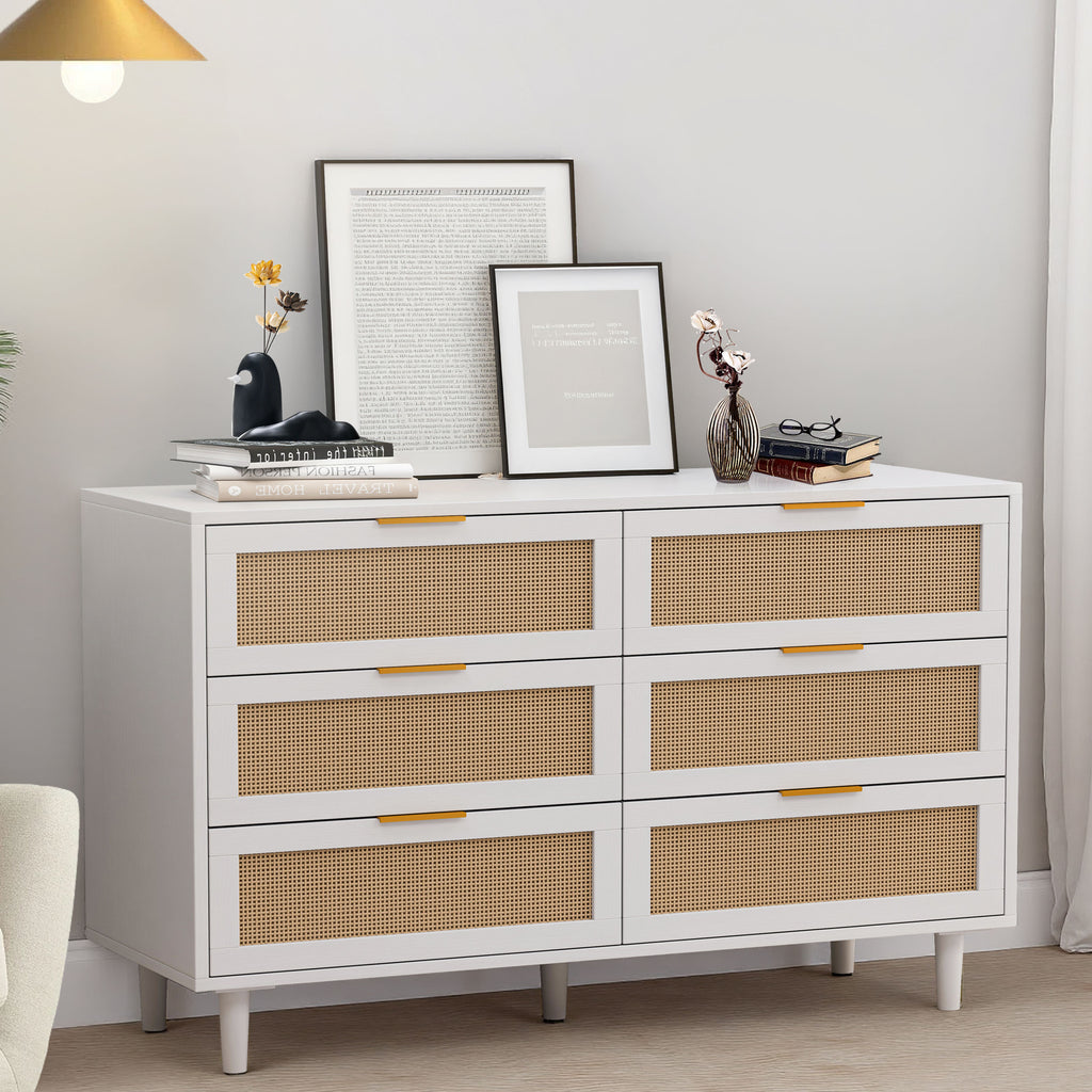 51.18"6-Drawers Rattan Storage Cabinet