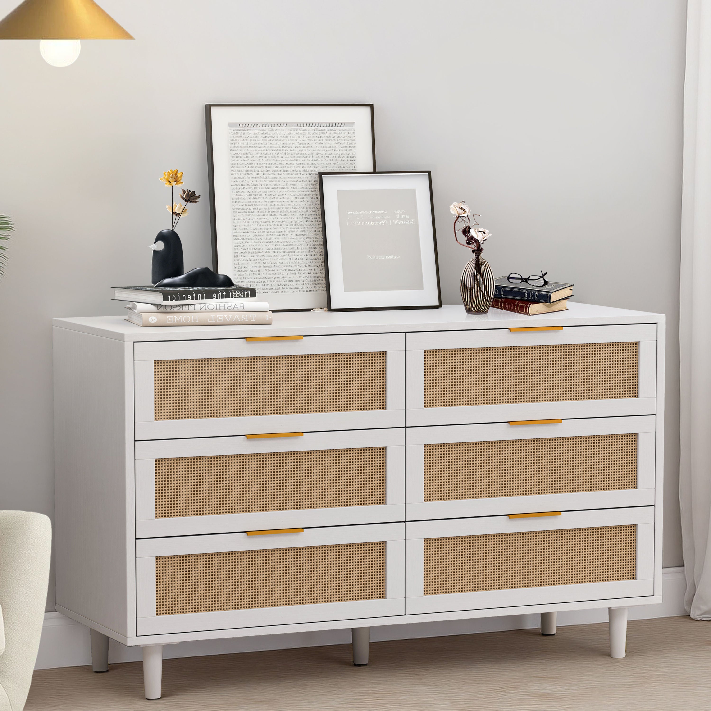 51.18"6-Drawers Rattan Storage Cabinet