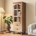 Rustic Wooden Storage Cabinet with Decorative Cutout Door