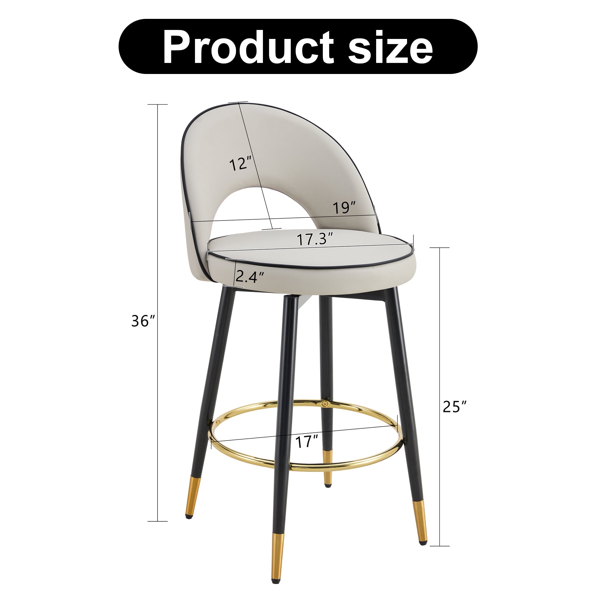 360° Rotatable Bar Chair Set of 2
