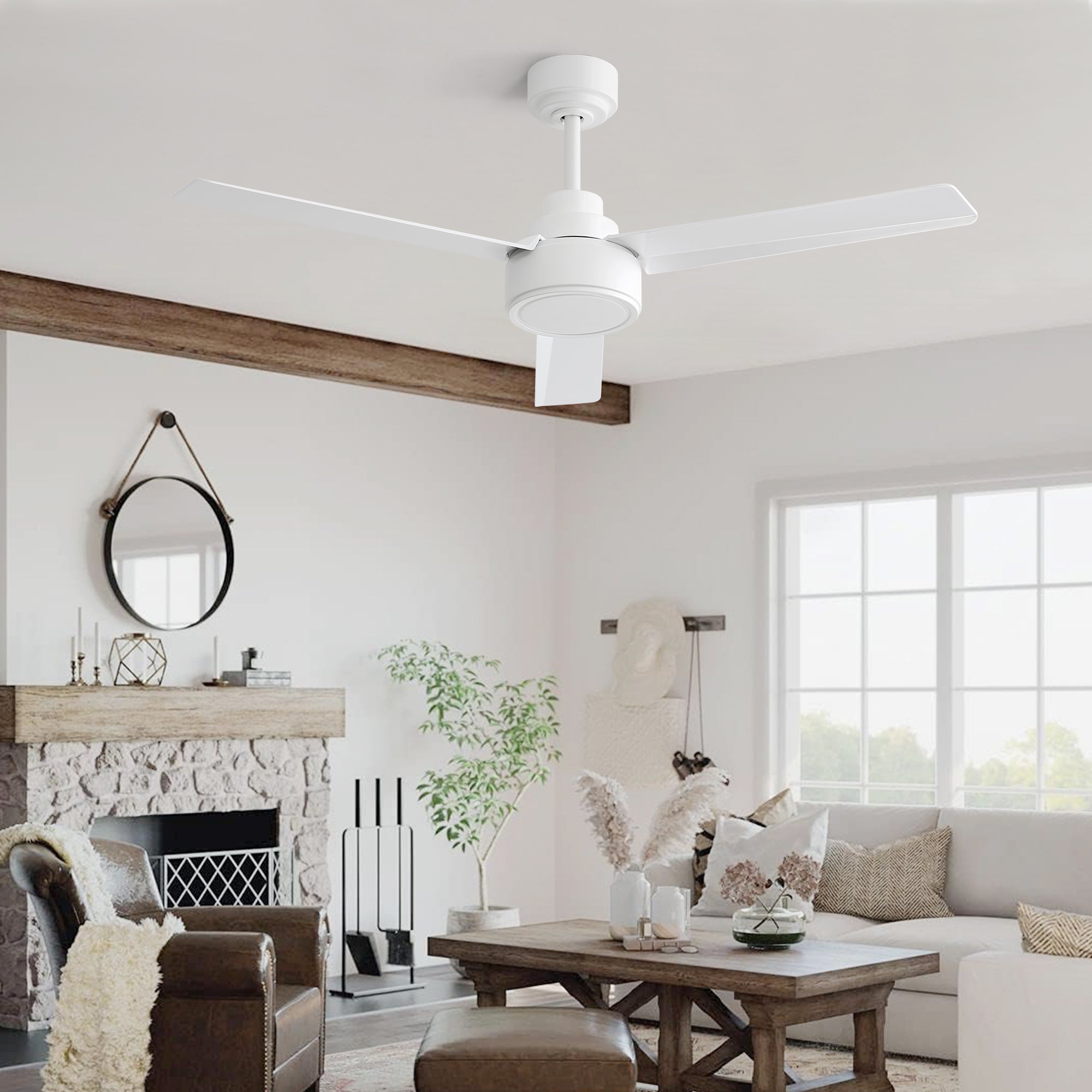 52" Ceiling Fan Without Light with Remote Control