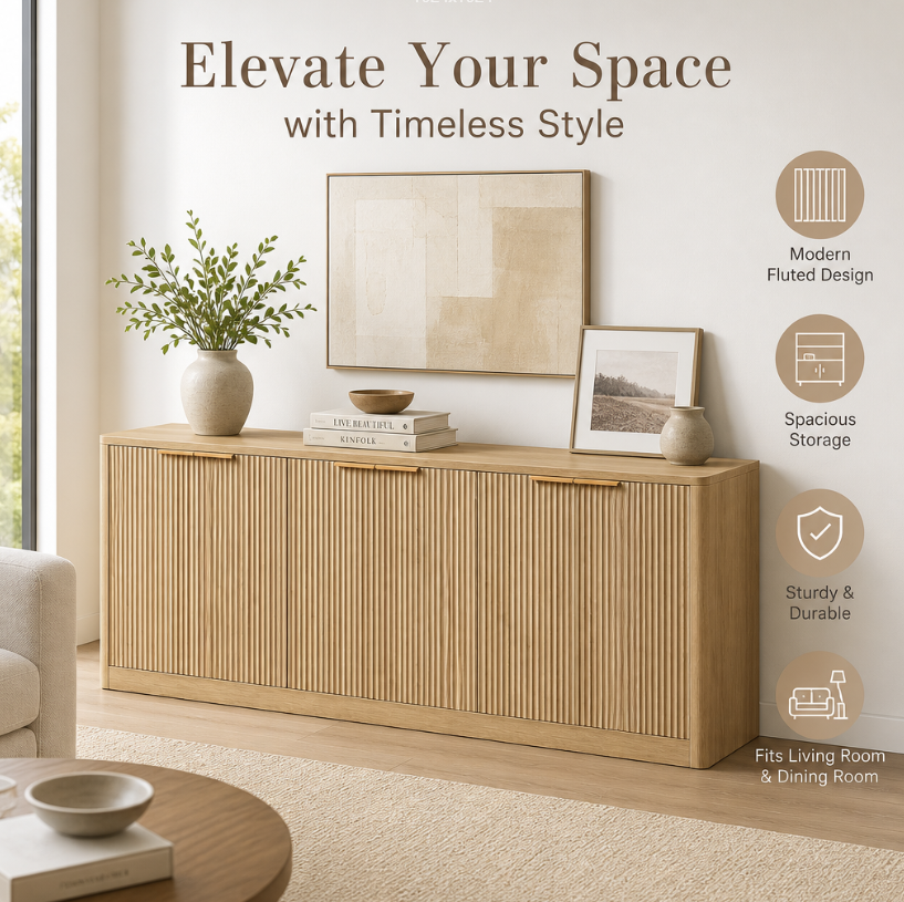 Natural Wood Sideboard Cabinet