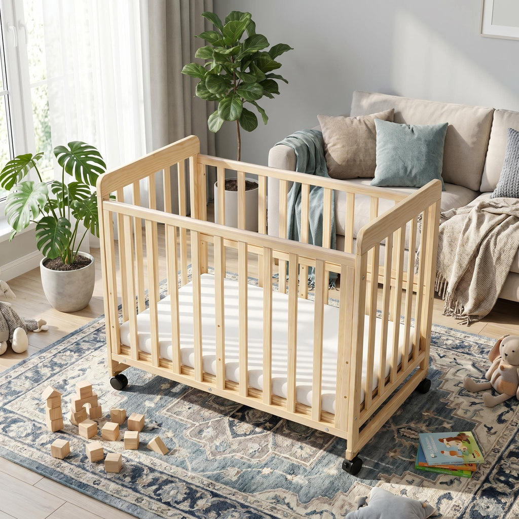 Portable Pine Wood Bedside Bassinet