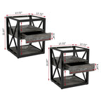 Set of 2 Modern End Table with Drawer