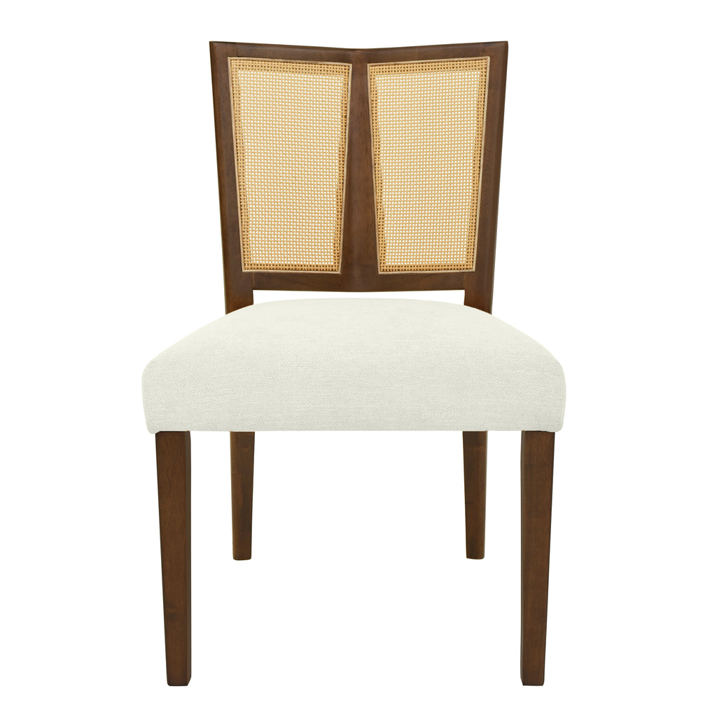 Rattan Dining Chair Without Arm (Walnut + Beige) - Set of 2