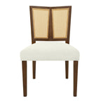 Rattan Dining Chair Without Arm (Walnut + Beige) - Set of 2