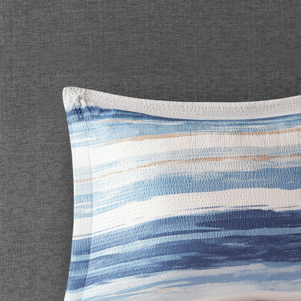 8 Piece Printed Seersucker Comforter and Quilt Set Collection