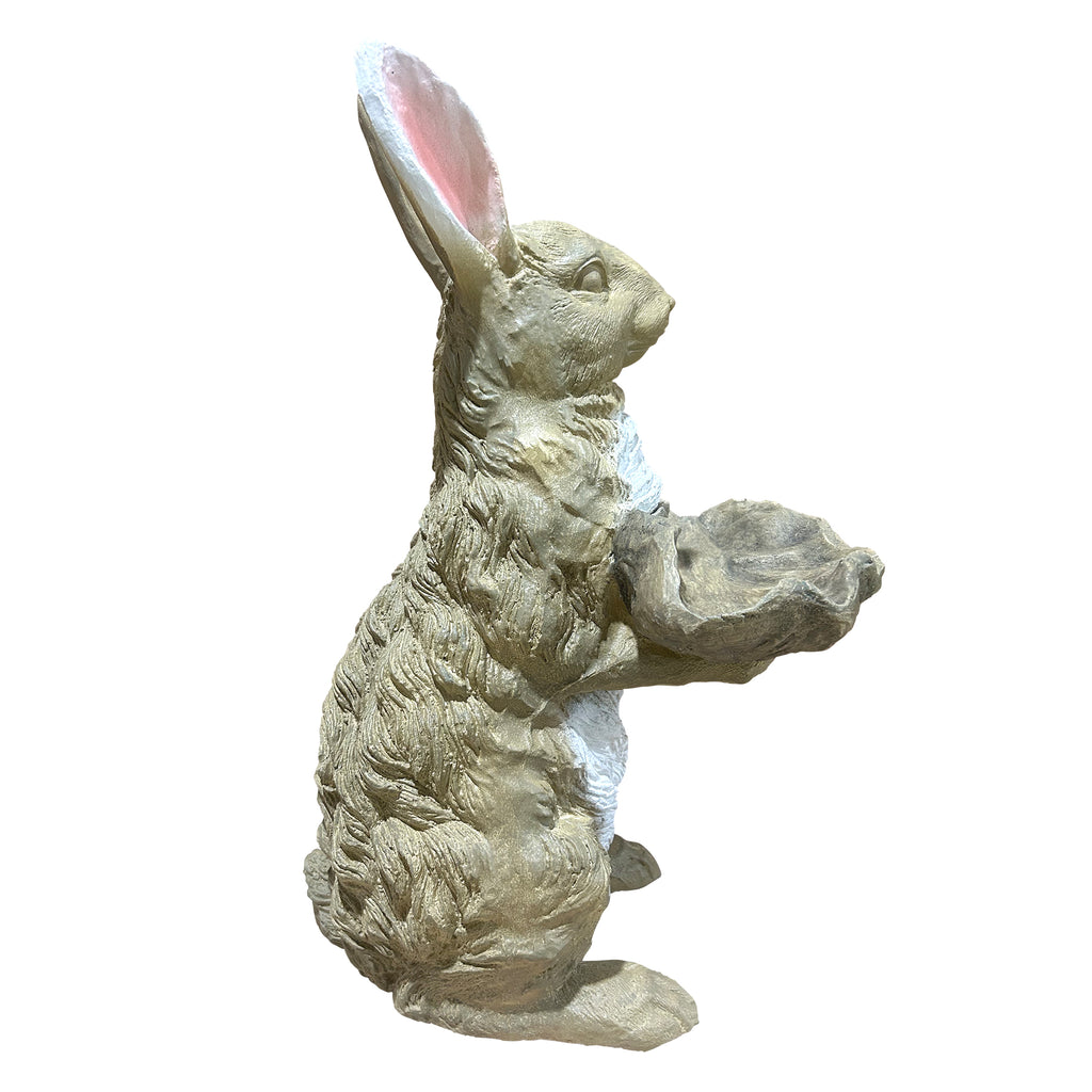 Magnesium Oxide Bunny Statue Holding Decor