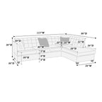 Living Room Sectional Waffle Suede Truffle Color Sectional Sofa
