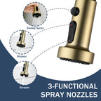 3-in-1 Kitchen Faucet with Press-Type Glass Rinser