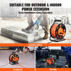 Heavy Duty 100FT Extension Cord Reel with 4 Outlets