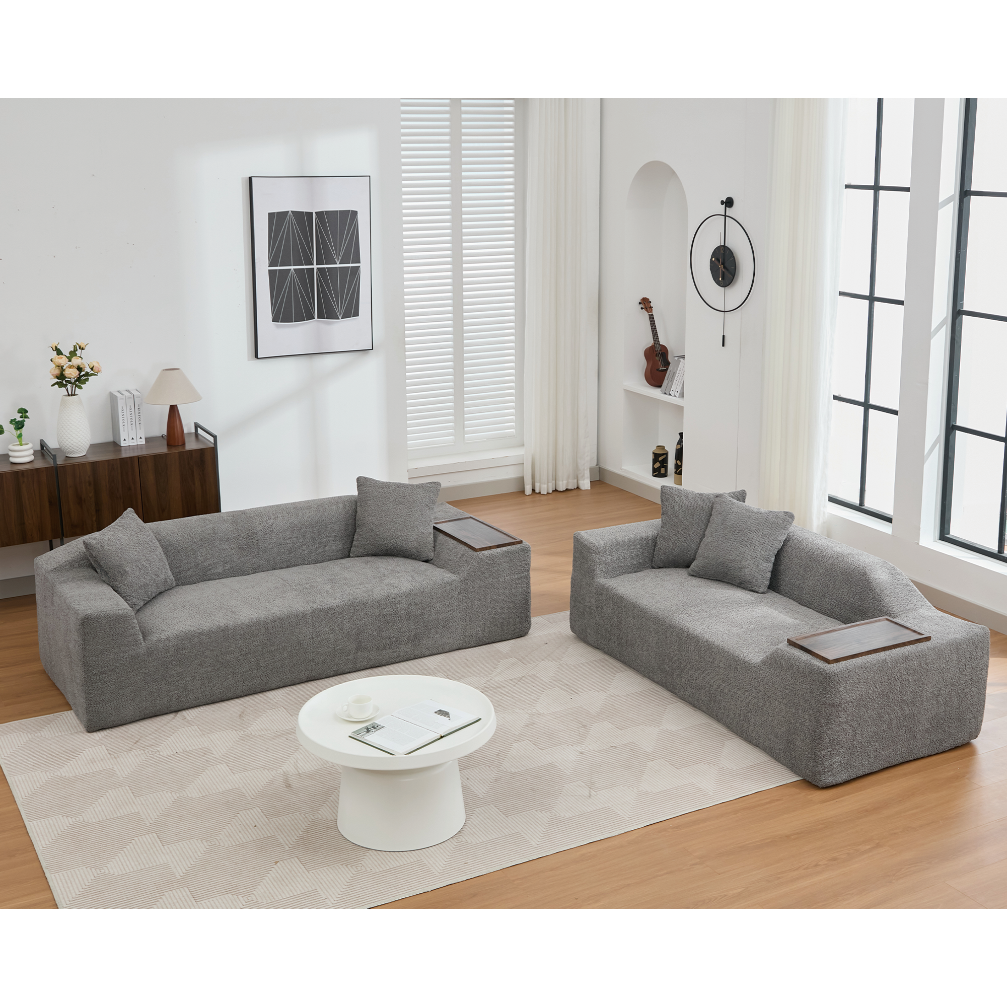 2 Piece Boucle Cloud Sofa Set