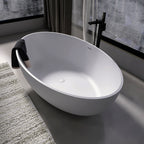 67 Inch Freestanding Solid Surface Soaking Bathtub