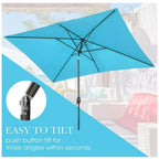 Turquoise Rectangular Patio Umbrella with Crank and Tilt