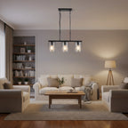 3-Light Matte Black Linear Pendant Light