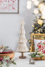 Fringes Embellished Cone With Wooden Base