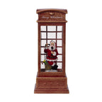 4x4x10"H Christmas Lighted Water Spinning Phone Booth With Santa