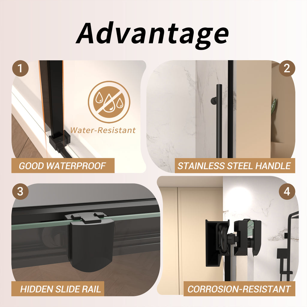 60" W × 72" H Single Sliding Shower Door