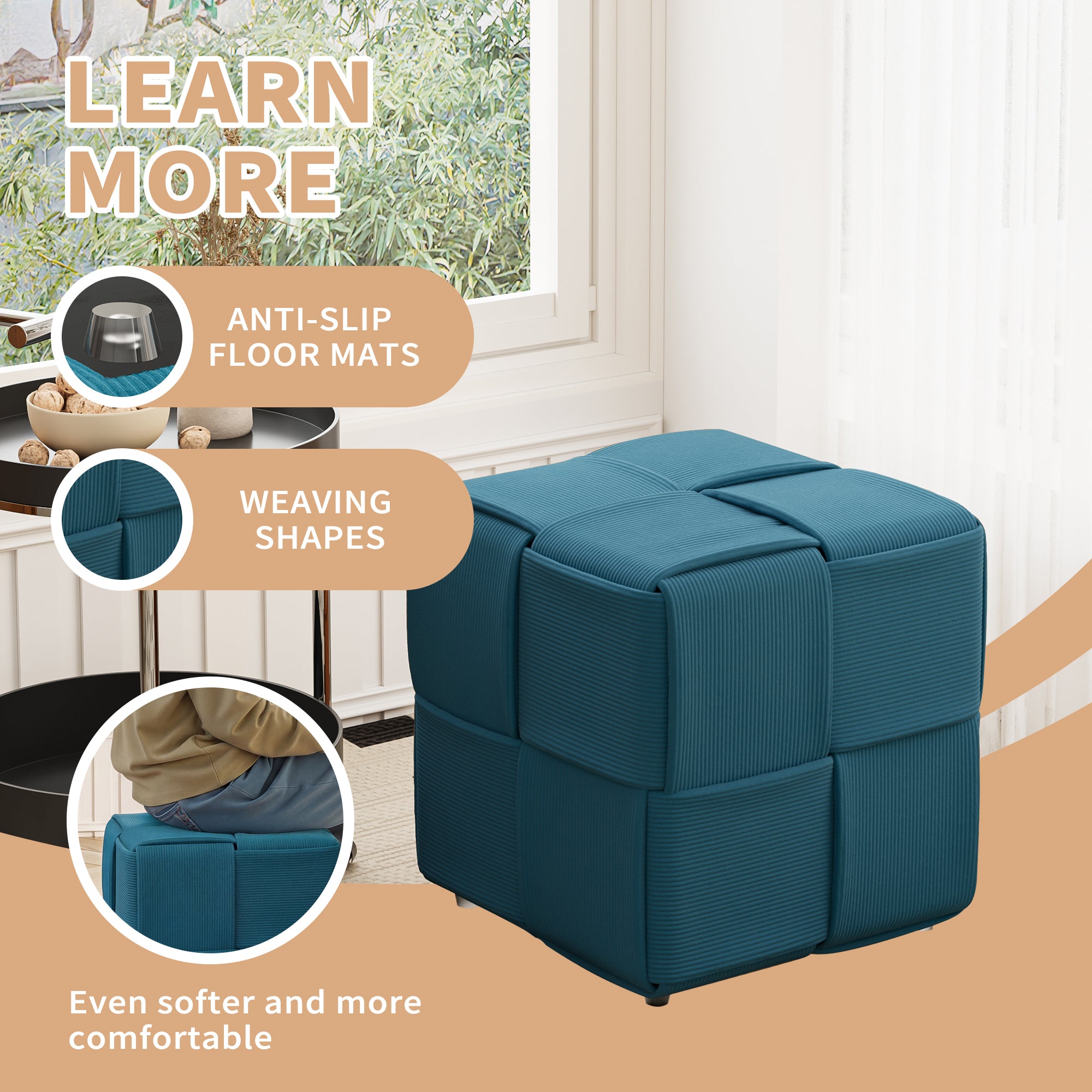 Soft and Comfortable Square Ottoman Foot Rest