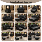 Upholstered Faux Leather Sofa with Nailhead Trim