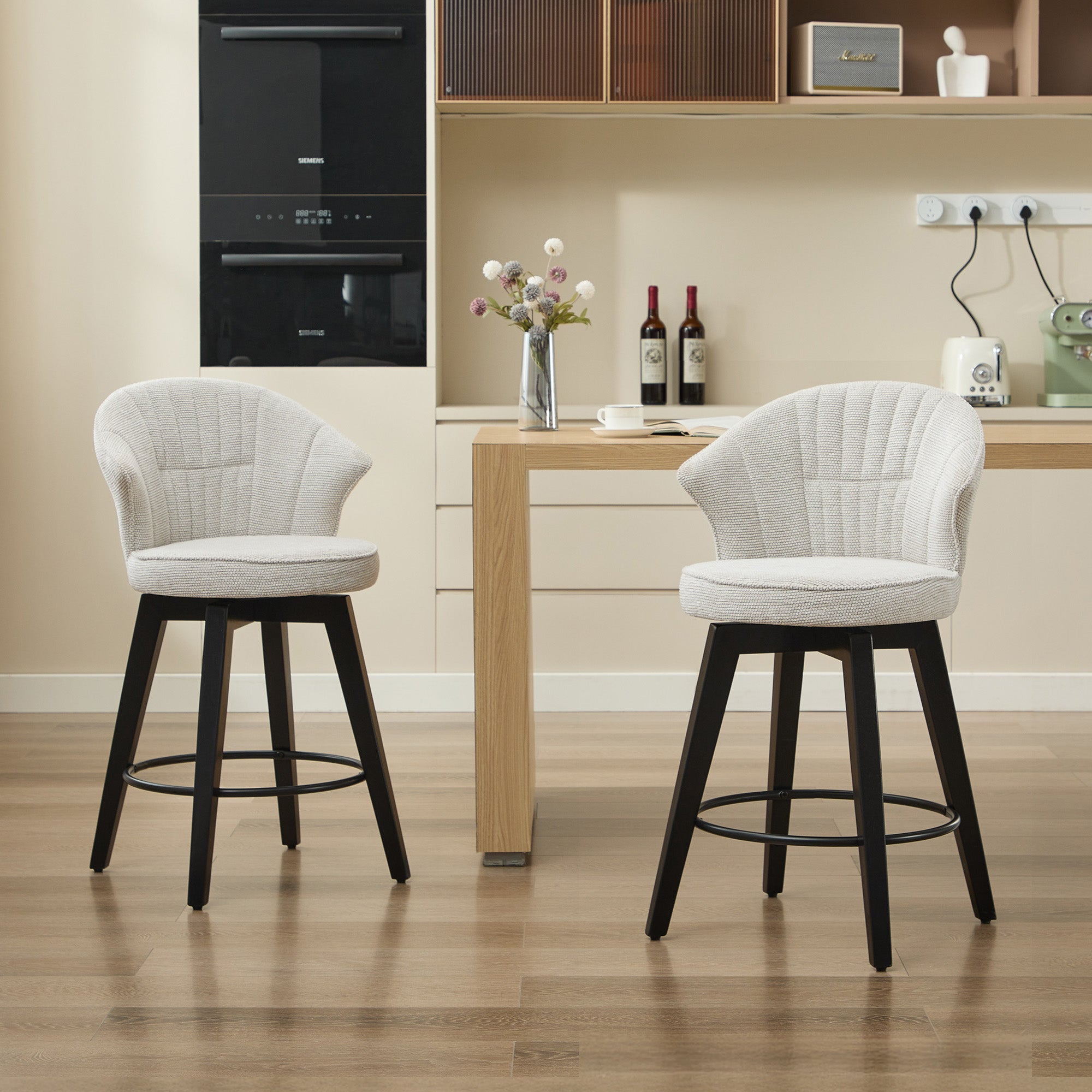 Wing Back Swivel Bar Stools Set of 2