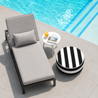 Outdoor Inflatable Ottoman - Black/White Striped