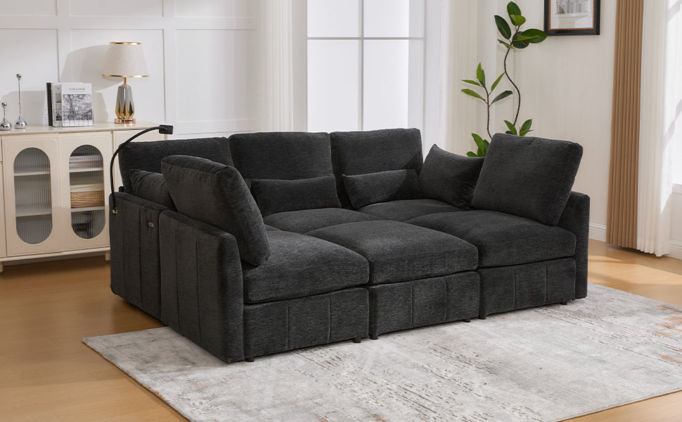 Modern Sectional Sofa with USB Ports