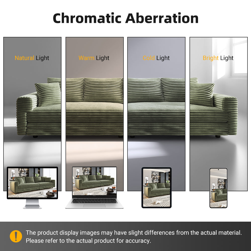 Plush Corduroy 4-Seat Sofa