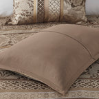 7 Piece Jacquard Comforter Set Brown/Gold Cal King
