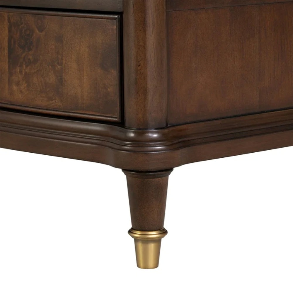 Traditional Style 1pc Nightstand Power Outlet Round Key Knobs