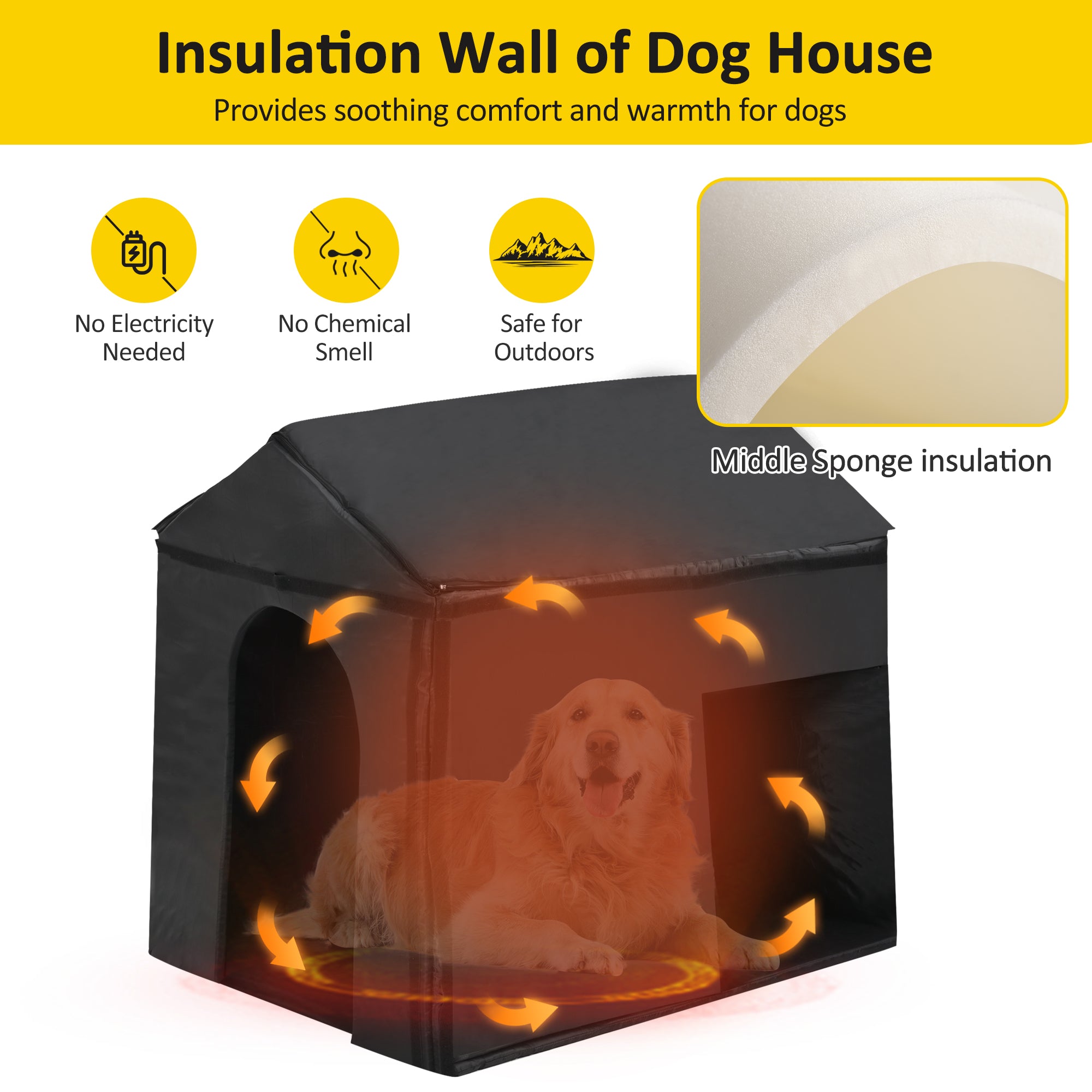 60.2" Large Outdoor Dog House with Insulated Liner