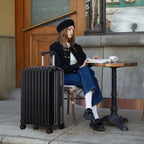 3 Piece ABS Spinner Wheel Luggage Set in Black